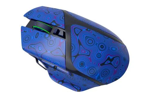 Wireless gaming computer mouse with seamless wavy pattern on white background Stock Illustration