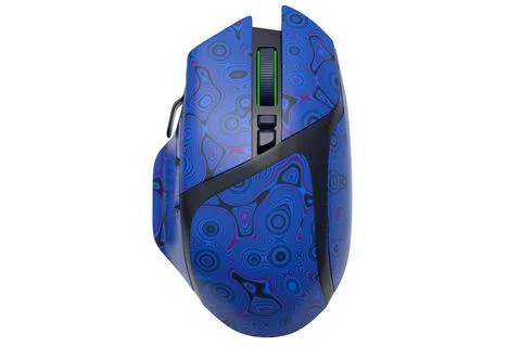 Wireless gaming computer mouse with seamless wavy pattern on white background Stock Illustration