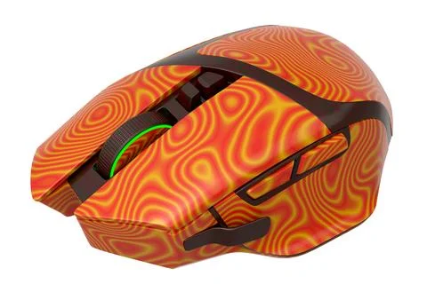 Wireless gaming computer mouse with seamless wavy pattern on white background Stock Illustration