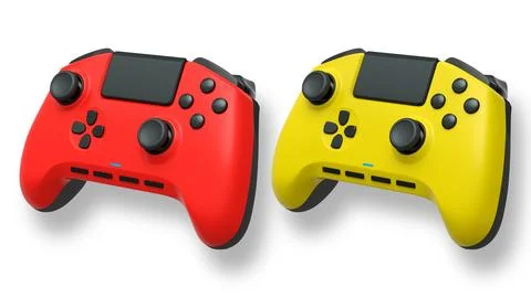Wireless gaming controllers flying in air isolated on white background, sym.. Stock Illustration