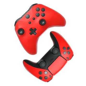 Wireless gaming controllers flying in air isolated on white background Stock Illustration