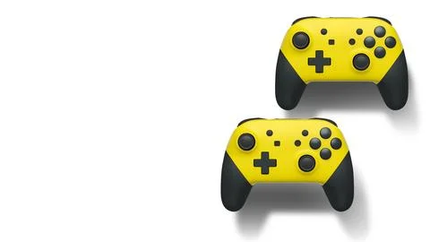 Wireless gaming controllers flying in air isolated on white background, sym.. Stock Illustration