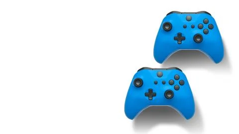 Wireless gaming controllers flying in air isolated on white background with c Stock Illustration