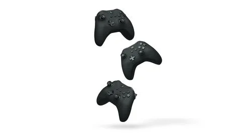 Wireless gaming controllers flying in air isolated on white background, sym.. Stock Illustration