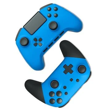 Wireless gaming controllers flying in air isolated on white background, sym.. Stock Illustration