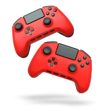 Wireless gaming controllers flying in air isolated on white background with c Stock Illustration