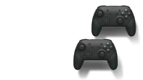 Wireless gaming controllers flying in air isolated on white background with c Stock Illustration