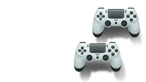 Wireless gaming controllers flying in air isolated on white background with c Stock Illustration