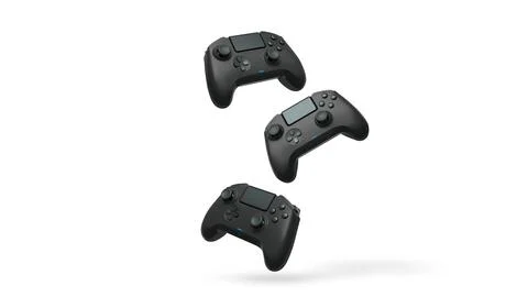 Wireless gaming controllers flying in air isolated on white background, sym.. Stock Illustration