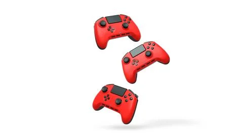 Wireless gaming controllers flying in air isolated on white background, sym.. Stock Illustration