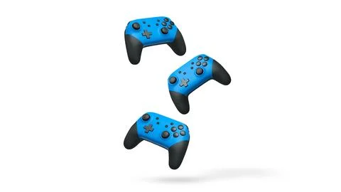 Wireless gaming controllers flying in air isolated on white background, sym.. Stock Illustration
