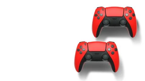 Wireless gaming controllers flying in air isolated on white background with c Stock Illustration