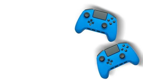 Wireless gaming controllers flying in air isolated on white background with c Stock Illustration