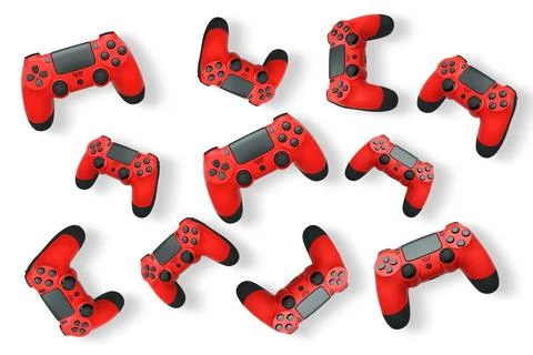 Wireless gaming controllers flying in air isolated on white background, sym.. Stock Illustration