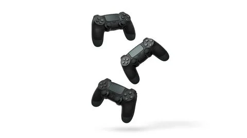 Wireless gaming controllers flying in air isolated on white background, sym.. Stock Illustration