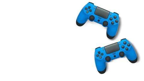 Wireless gaming controllers flying in air isolated on white background with c Stock Illustration