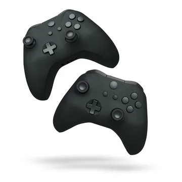 Wireless gaming controllers flying in air isolated on white background with c Stock Illustration