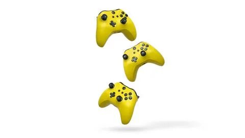 Wireless gaming controllers flying in air isolated on white background, sym.. Stock Illustration