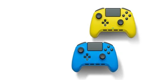 Wireless gaming controllers flying in air isolated on white background with c Stock Illustration