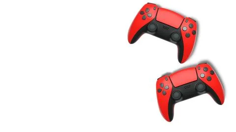 Wireless gaming controllers flying in air isolated on white background with c Stock Illustration