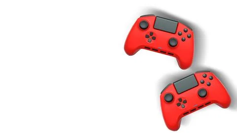 Wireless gaming controllers flying in air isolated on white background with c Stock Illustration