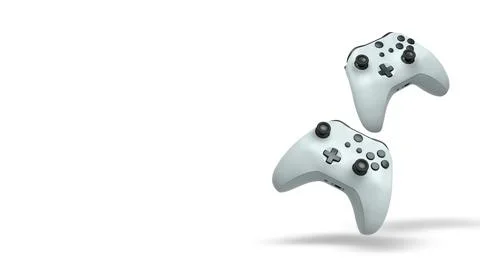 Wireless gaming controllers flying in air isolated on white background, sym.. Stock Illustration