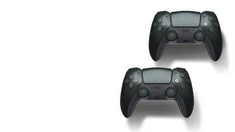 Wireless gaming controllers flying in air isolated on white background with c Stock Illustration