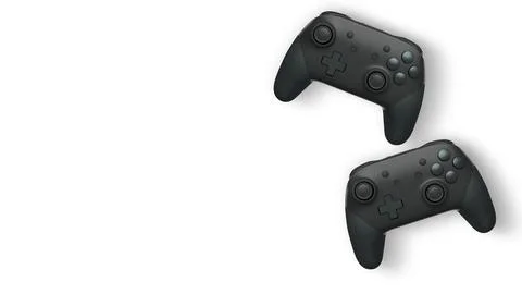 Wireless gaming controllers flying in air isolated on white background, sym.. Stock Illustration