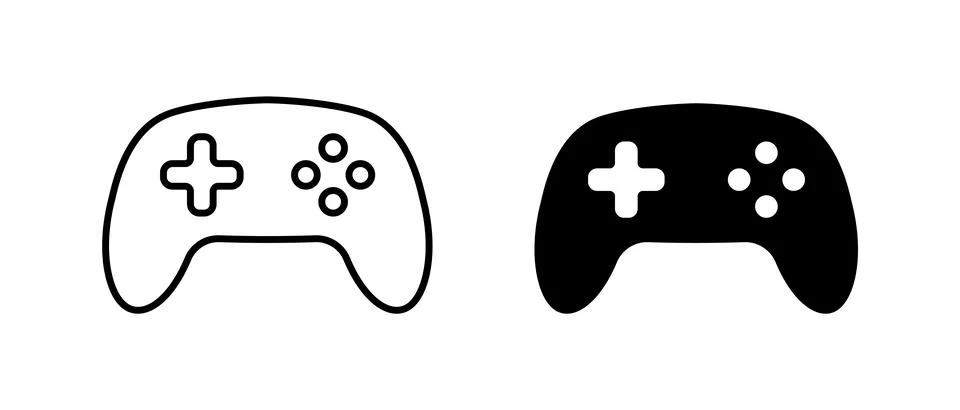 Wireless gaming joystick icon. Computer console controller with control buttons Stock Illustration