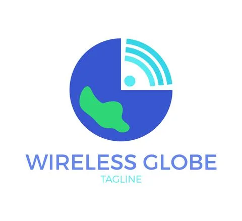 Wireless globe vector logo template design 스톡 일러스트