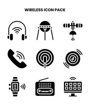 Wireless Glyph Scalable Icons Pack Illustrazione stock