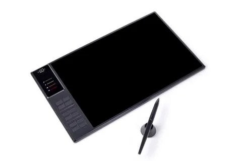 Wireless Graphic Tablets with Pen on a white background 库存插图