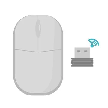 A wireless gray computer mouse in the shape of a rounded rectangle, with two Illustrazione stock