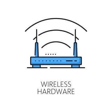 Wireless hardware line icon, internet modem router Stock Illustration