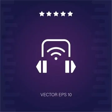 Wireless head phone vector icon Stock Illustration