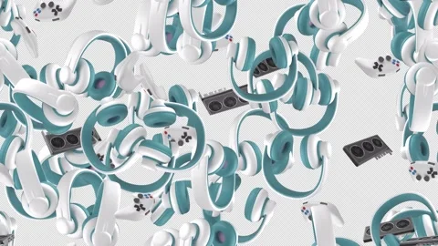 Wireless Headphone gamer loop tile Swirl with alpha channel. This is a looping Stock Footage 304576978