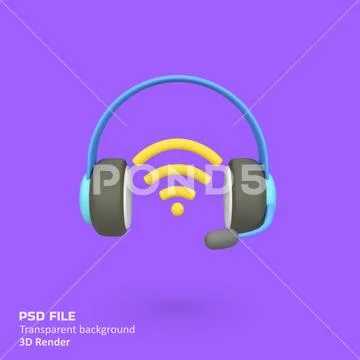 Wireless headphone isolated 3d render icon illustration PSD Template