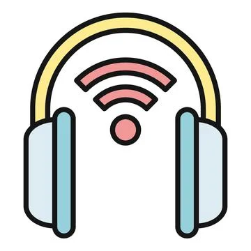 Wireless headphones icon showing networked audio connection Stock Illustration