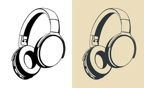 Wireless headphones illustrations Stock-Illustration