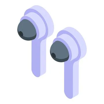 Wireless headphones lying on white surface isometric illustration Stock Illustration