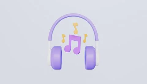 Wireless headphones with notes, Headphone icon, Device for listening to music Stock Illustration