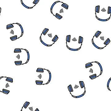 Wireless headphones vector seamless pattern Stock Illustration
