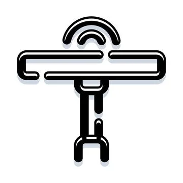 Wireless headset icon sending signal for communication Stock Illustration