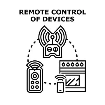 Wireless home technology controlling smart devices concept Stock Illustration