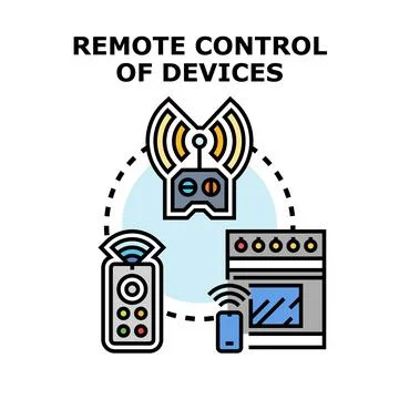 Wireless home technology controlling smart devices concept Stock Illustration