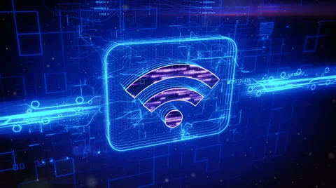Wireless icon on abstract blue background Stock Footage 63513194