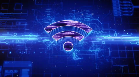 Wireless icon on abstract blue background Stock Footage 63549754
