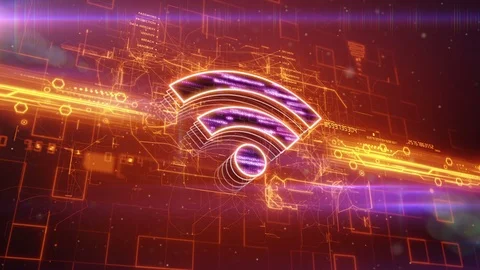 Wireless icon on abstract orange background Stock Footage 72345675