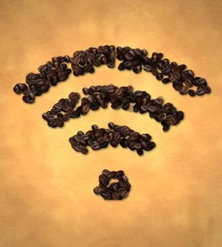 Wireless Icon Coffee Bean on Old Paper Stock Illustration
