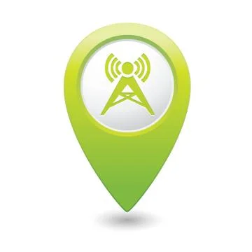 Wireless icon green map pointer Stock Illustration